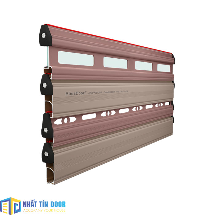 Cửa cuốn xuyên sáng đẹp hiện đại Bossdoor BO88NT nhôm giảm ồn
