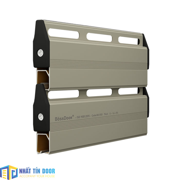 Cửa cuốn Đức Bossdoor BE55D nhôm khe thoáng giảm chấn