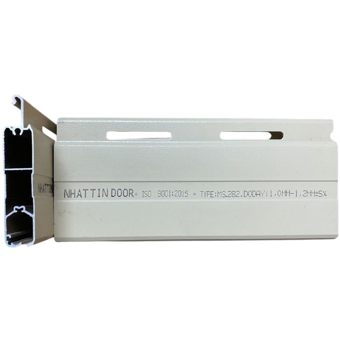 Cửa cuốn khe thoáng ghi vàng, 2 ron giảm chấn Nhất Tín MS282