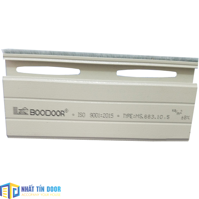 Cửa cuốn nhôm khe thoáng Boodoor MS663 màu ghi sáng giảm ồn