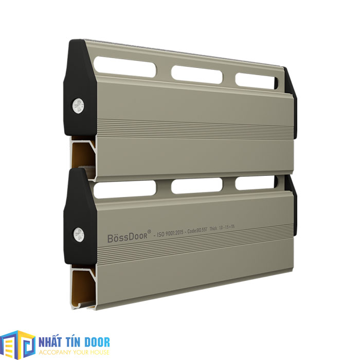 Cửa cuốn thông minh Bossdoor BE55T nhôm có ô thoáng, giảm ồn